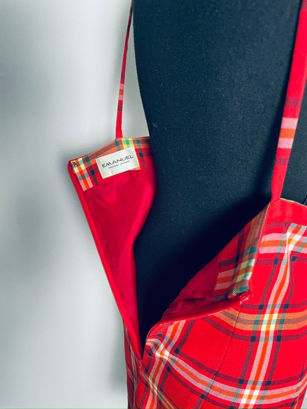 Emanuel Ungaro fitted red plaid tartan dress - Picture 3 of 5